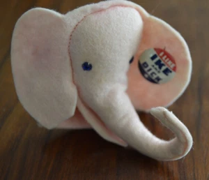 ELEFANTE REPUBLICANO DE FIELTRO con botón de campaña electoral político de colección IKE AND DICK - Imagen 1 de 6