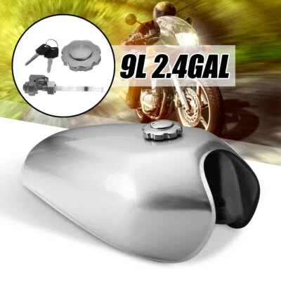 9L 2.4Gal Motorcycle Fuel Gas Tank Switch Cafe Racer Fuel Tank For Honda CG125 Foto 1 de 4