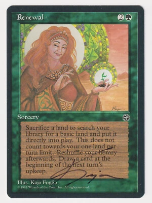 Signed Renewal Proof LP Homelands Artist Kaja Foglio 1995 MTG Magic AP Vintage! - Image 1 of 2