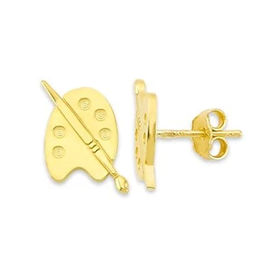 Solid 10k/14k Gold Painter Stud Earrings - Gifts for Artist Jewelry - Picture 1 of 5