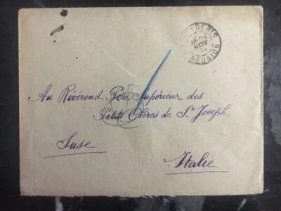 1917 St Denis Reunion Missionary Cover To Susa Italy - Image 1 of 2