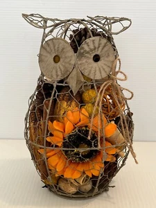 Harvest Spice Fall Autumn Wire Cage Owl Bird Potpourri Holder Figure 10" - Picture 1 of 6