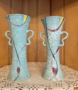 Set of 2 Vintage Bitossi Londi Fontanini Gambone Italian Pottery Handled Vases - Picture 1 of 9