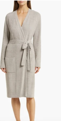  Barefoot Dreams CozyChic Lite Short Robe Size L/XL Heather Malibu Mist-Pearl - Image 1 of 4