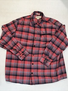 Duluth Trading Untucked Relaxed Fit Red Plaid Button Down Shirt Men's Size XL - Picture 1 of 8