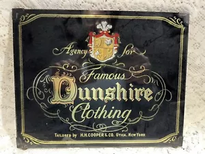 Vintage Famous Dunshire Clothing Glass Sign Foil Lettering New York - Picture 1 of 5