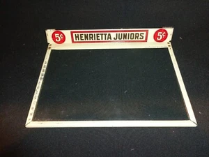 Antique "Henrietta Juniors 5 cent" Store Advertising Cigar Box Top Glass Cover - Picture 1 of 3