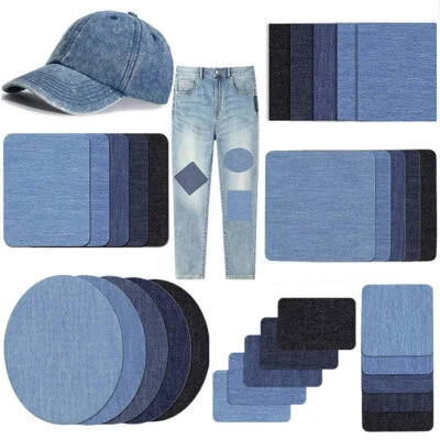 1pc/10pcs Iron On Denim Patches Thermal Sticky Jeans Pants Bag Repair DIY Sewing - Image 1 of 4