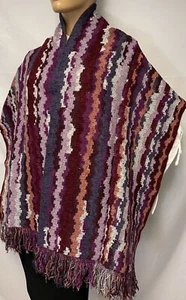 MISSONI Fringe Scarf in Purple Multi Color 3338 0003 43x200 NEW - Picture 1 of 4