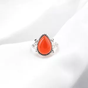 Carnelian Gemstone Band ORANGE Ring Size 925 Sterling Silver Jewelry - Picture 1 of 8