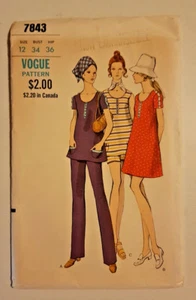 V-7843 Maternity Dress Top Pants Sewing Pattern Vogue Size 12 Uncut - Picture 1 of 3
