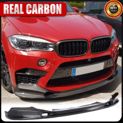 For BMW F86 X6M F85 X5M 14-18 REAL CARBON Front Bumper Lip Spoiler Splitter Kits - Image 1 of 4