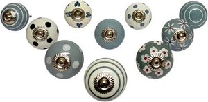 Hand Painted Vintage Ceramic Knobs for Kitchen Cabinet & Drawer Pulls Set of 10 - Picture 1 of 4