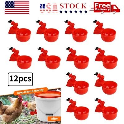 12PCS Chicken Automatic Watering Cups Drinker Waterer for Duck Quail Hen Poultry - Image 1 of 4