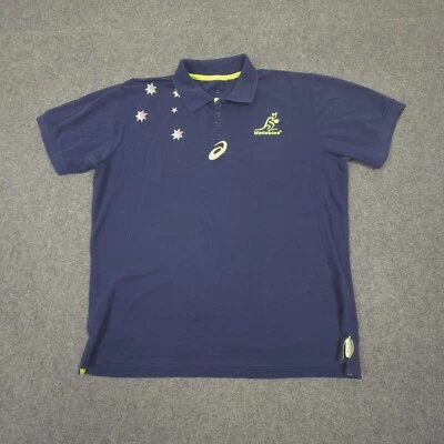 Asics Shirt Mens LARGE Blue Wallabies Short Sleeve collared Polo cotton Size L - image 1 of 4