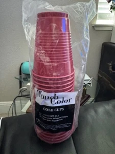 Touch Of Color 20 Count 16fl oz. Cold Plastic Cups Classic Red New!!! - Picture 1 of 2