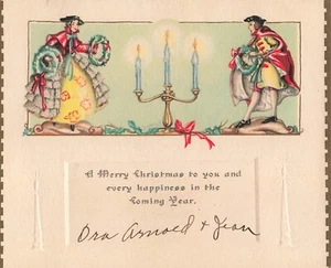 Vintage geprägte Kerze Weihnachten Postkarte - Bild 1 von 2