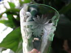 Unk Maker Green Glass Panel Optic Cut Floral Horizontal Band Footed Juice Unk458