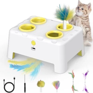 Interactive Cat Toys 2-in-1 Automatic Cat Toy 4 Holes Mice Whack A Mole Cat M... - Picture 1 of 7