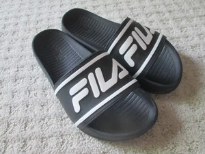 Fila Molded Fit Slides Black / White Slip On Shoes Sz Women's 7 - Picture 1 of 5