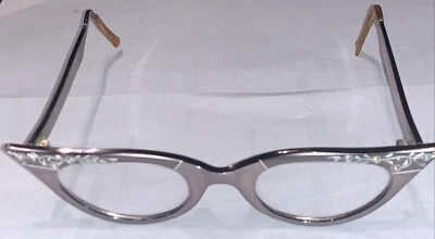 VTG Victory Alum Cat Eyeglasses 1950s 5 1/2 Silver 44-21 FRAMES - Image 1 of 4