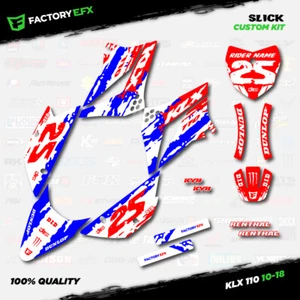Red White Blue Slick Racing Graphics Kit fit Kawasaki 10-25 Klx110 KLX 110 Decal - Picture 1 of 5