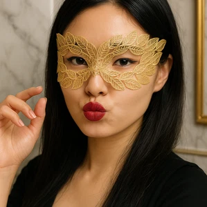 Luxury Women's Venetian Lace Leaf Masquerade Mask - Multicolor Options - Picture 1 of 12