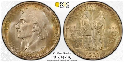 1937 50C Boone Commemorative Half Dollar PCGS MS67 - Item#108 - Image 1 of 4
