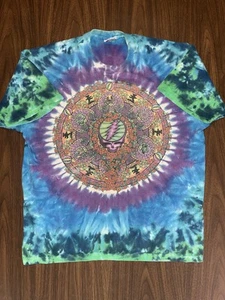 Vintage Y2K Liquid Blue Grateful Dead Tie Dye Distressed T-Shirt Mens L - Picture 1 of 10
