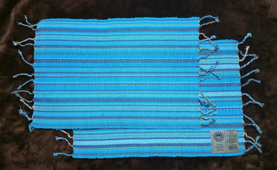 Southwestern Placemat Set Turquoise Serape Pattern Kay Dee NWT - Image 1 of 1