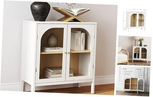 Mason Storage Accent Cabinet Sideboard Buffet, Credenza with Glass Doors and - Picture 1 of 8