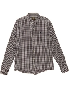 TIMBERLAND Mens Slim Fit Shirt Medium Navy Blue Gingham Cotton DH17 - Picture 1 of 3