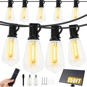 Tira de luces solares para exteriores de 150 pies impermeables con 52 bombillas - Picture 1 of 7