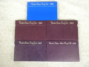 United States Mint Proof Set - 1983, 1984, 1985, 1987 & 1989 - FREE SHIPPING - Picture 1 of 6
