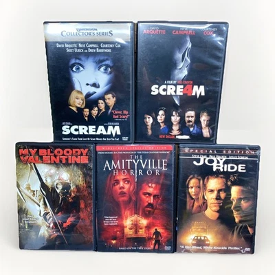 Horror Movies (DVD) Lot Of 5 Scream Joy Ride Amityville Bloody Valentine Scream4 - Image 1 of 4
