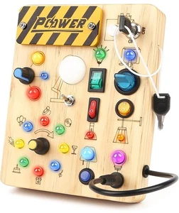 Montessori Toddler Busy Board Wooden Toys for 1-3 Years Old Sensory Toy LED - Picture 1 of 9