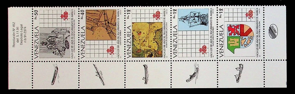 VENEZUELA Sc 1468 NH STRIP OF 1991 - DISCOVERY OF AMERICA - (WS25) - Image 1 of 1