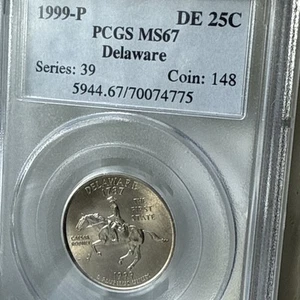 1999 P Delaware State Quarter 25 Cent Coin PCGS MS67 - Picture 1 of 6