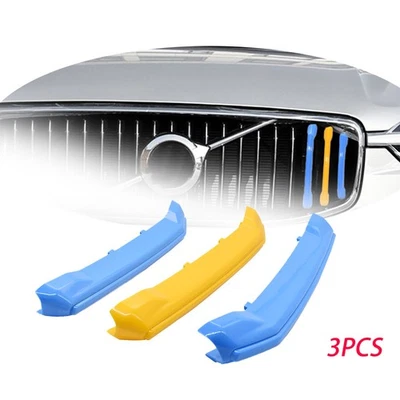Embellecedores de inserción de parrilla delantera color bandera de Suecia para Volvo XC60 2018 2019 2020 2021 Foto 1 de 4
