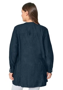 ellos Plus Size Snap Front Denim Tunic - Picture 1 of 7