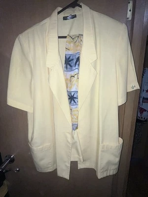 Blazer amarillo Sag Harbor para mujer bolsillos con un solo botón talla 24W más bufanda Foto 1 de 4