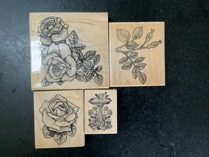Lot Of 4 Rubber Stamps - Flowers - 3 New 1 used - Picture 1 of 3