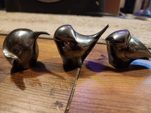 Menge 3 Vintage 2" DANSK Silber Teller Briefbeschwerer Pinguin, Eule & Vogel - Bild 1 von 9