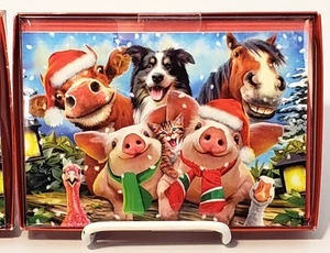 2 Packs Farm Animal Christmas Cards Leanin' Tree 20 Total Pig Cow Horse Chicken - Picture 1 of 3