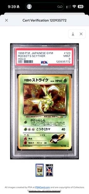 1998 Pokemon P.M. Japanese Gym Rocket’s Scyther Holo #123 Psa 9 Mint - Image 1 of 2