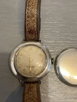 Antique Longines Military WW1 Officers Trench Watch-Sterling Silver Gold Numeral - image 1 of 4