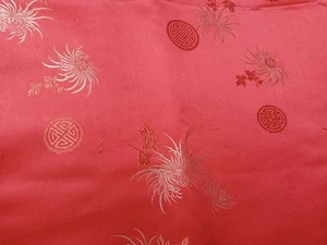 Vintage 50s/60s EXQUISITE Red SILK FABRIC – Hong Kong – 104”x 30” - Picture 1 of 6