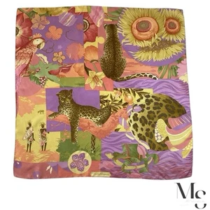 Vintage Salvatore Ferragamo orange Savanne Druck Schal Seide SQR 27,5" EX ZUSTAND - Bild 1 von 6