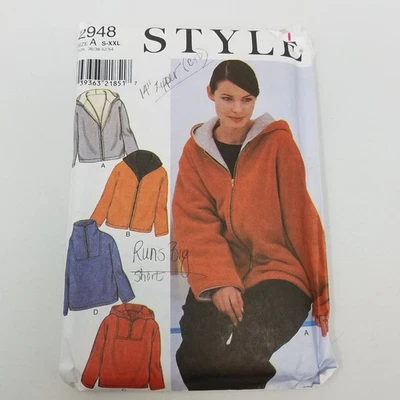 Style Sewing Pattern 2948 Womens sizes S-2XL Lined Zip Sweatshirt Hoodie Jacket - Image 1 of 4