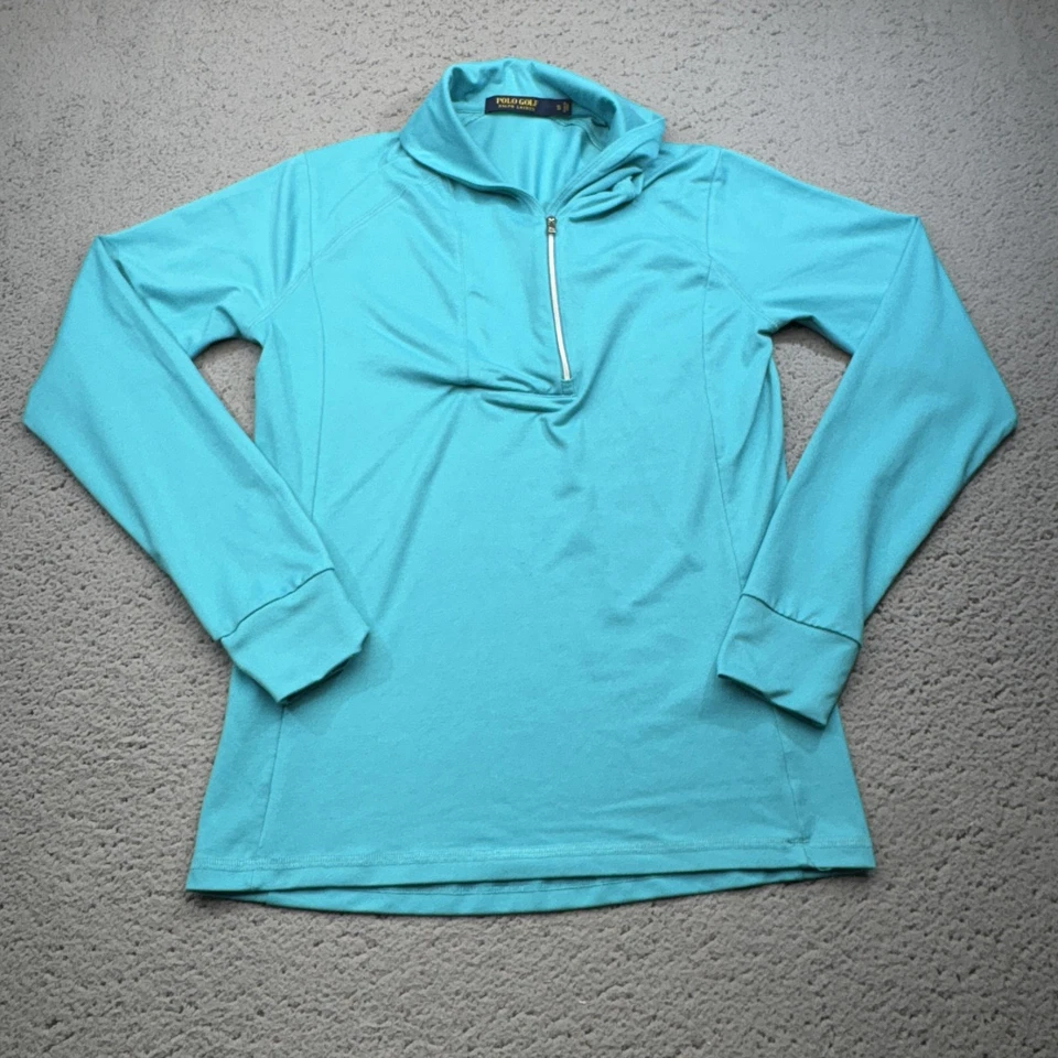 Polo Golf Ralph Lauren Pullover Mujer Pequeño Aqua Cuarto Cremallera Golf Rendimiento Foto 1 de 4
